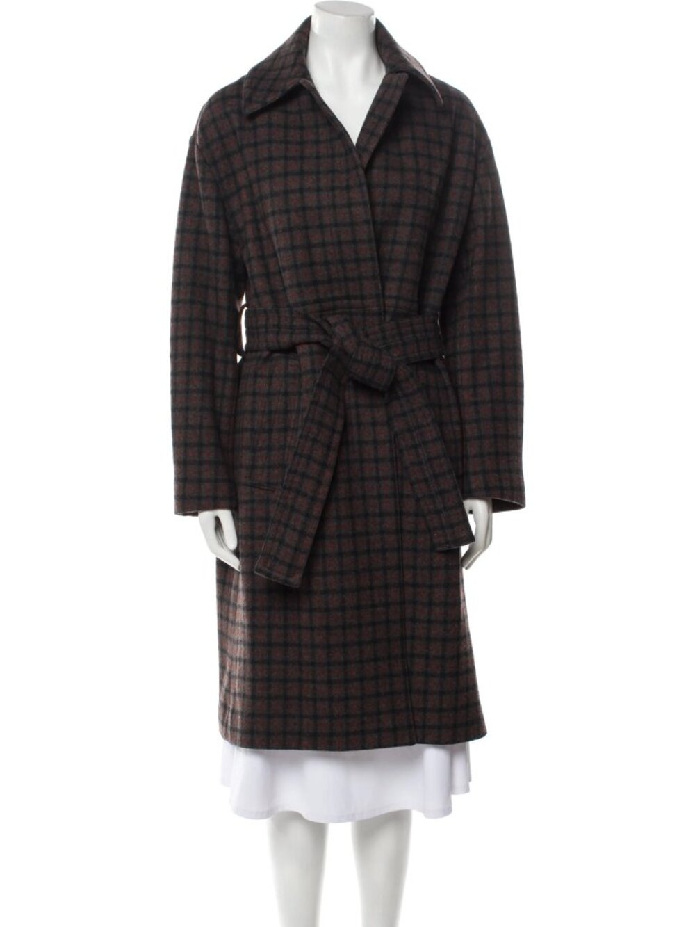 Vince Wool Plaid Print Coat